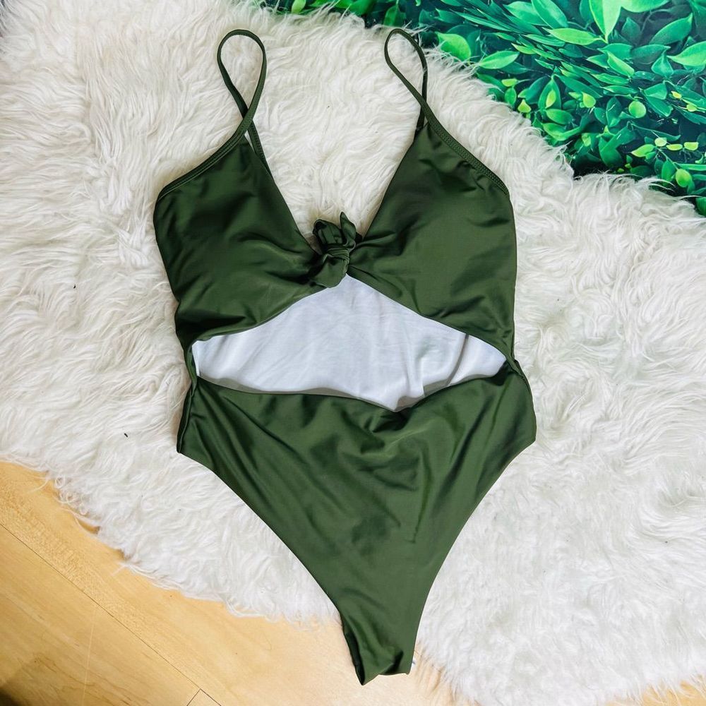 Green one piece cut out swimsuit/ swim wear size L